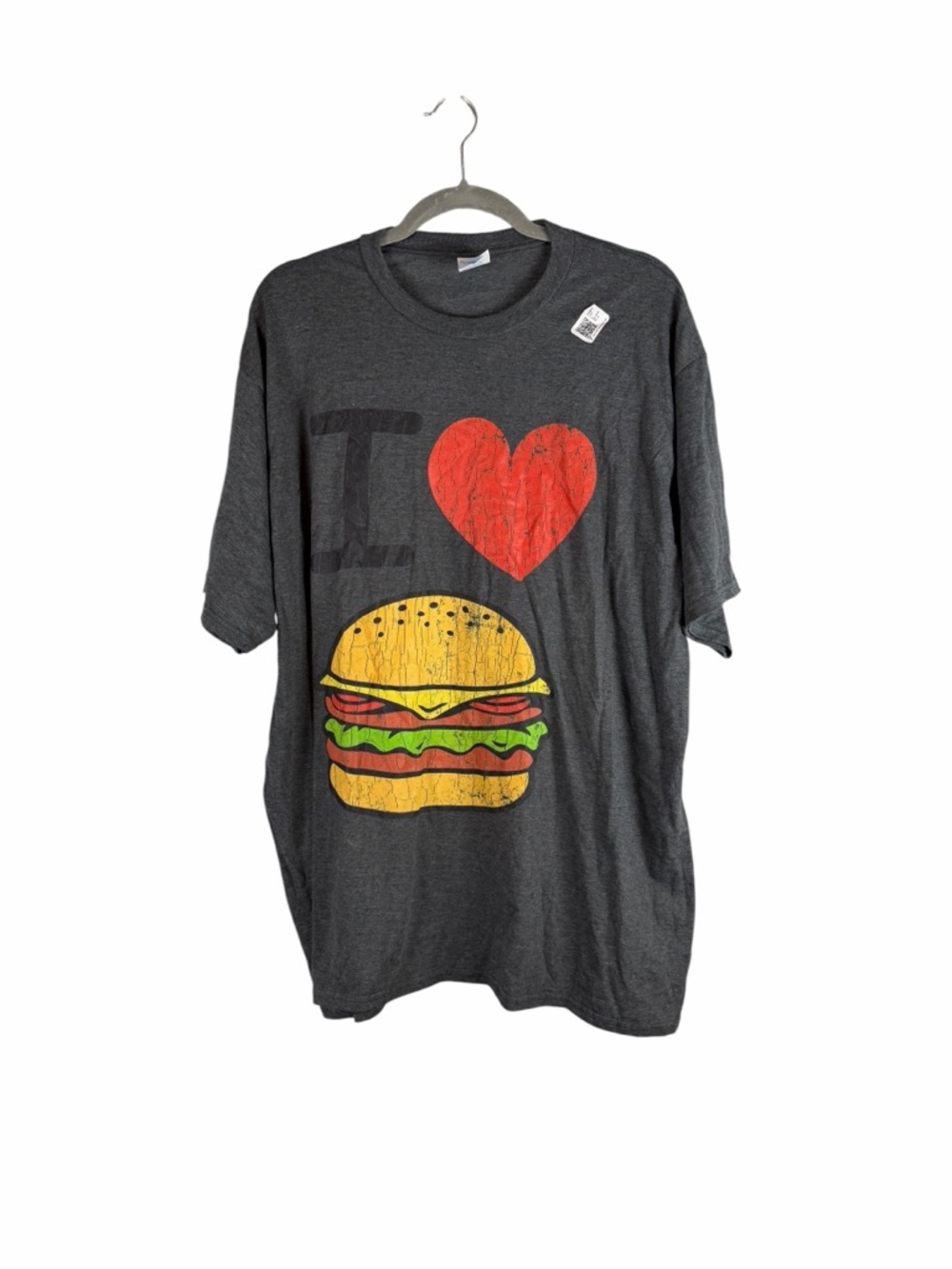 I Love Burgers Graphic T Shirt Charcoal Gray Plus Size 2XL